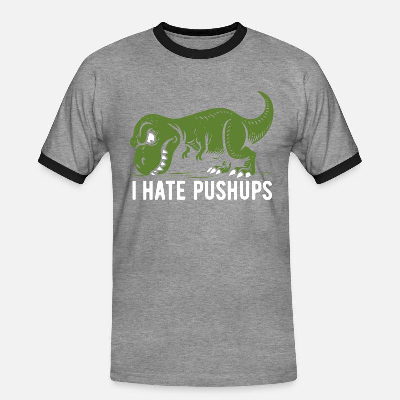 T-Rex - I hate pushups - gift - Men's Ringer Shirt - heather grey/black
