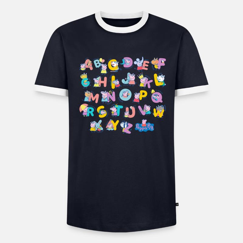 Peppa Pig Design Alphabet Mit Peppa Männer Kontrast-T-Shirt