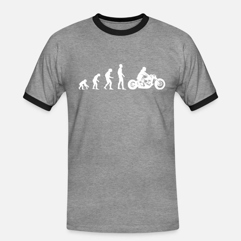 Biker Chopper Bobber Evolution - Männer Kontrast-T-Shirt - Grau meliert/Schwarz