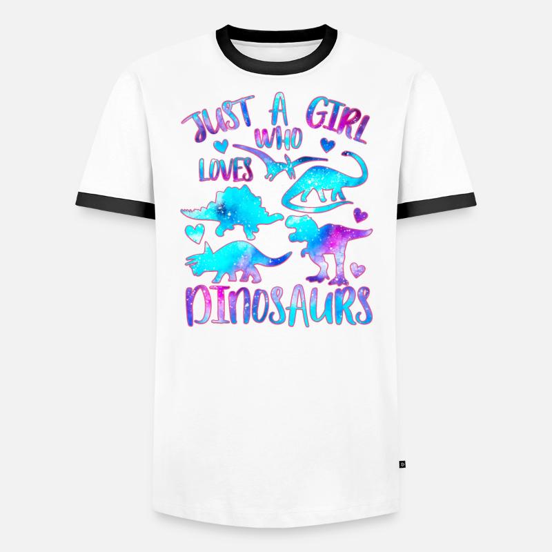 Nur ein Mädchen, das Dinosaurier liebt Männer Kontrast-T-Shirt