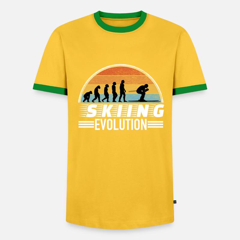 Skifahrer Spruch Evolution - Männer Kontrast-T-Shirt - undefined
