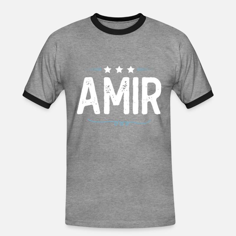 Amir - Men's Ringer Shirt - heather grey/black