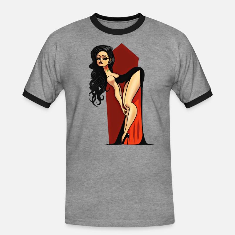 Vampire Pin-up - Men's Ringer Shirt - heather grey/black