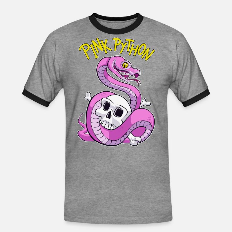 Pink Python - Men's Ringer Shirt - heather grey/black