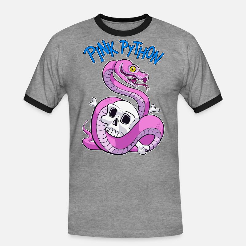 Pink Python (Blue) - Männer Kontrast-T-Shirt - Grau meliert/Schwarz