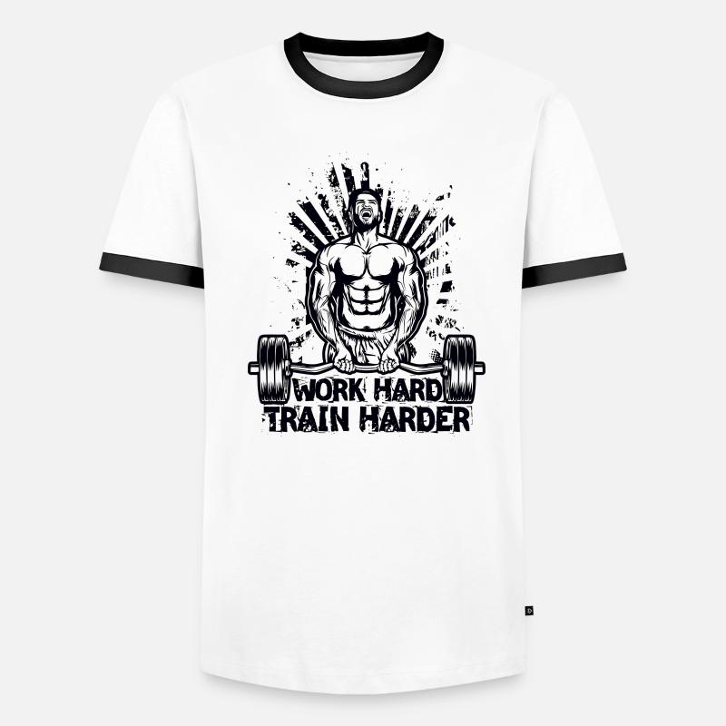 Work Hard / Train Harder Männer Kontrast-T-Shirt