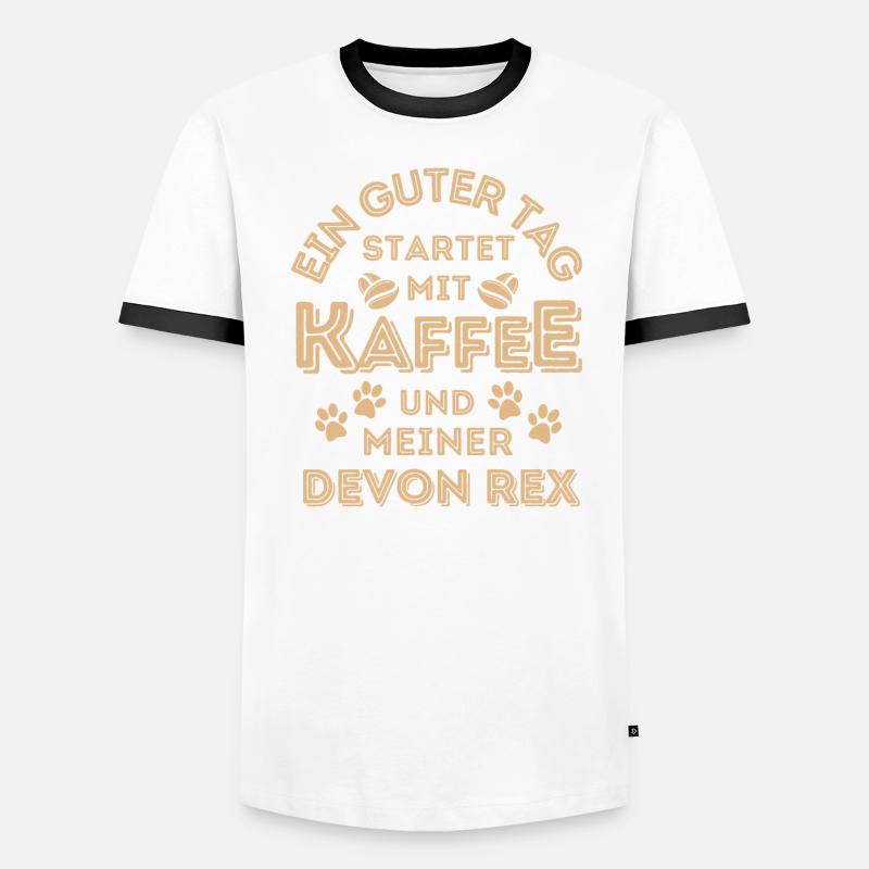 Devon Rex Katze Kaffee Cafe Männer Kontrast-T-Shirt