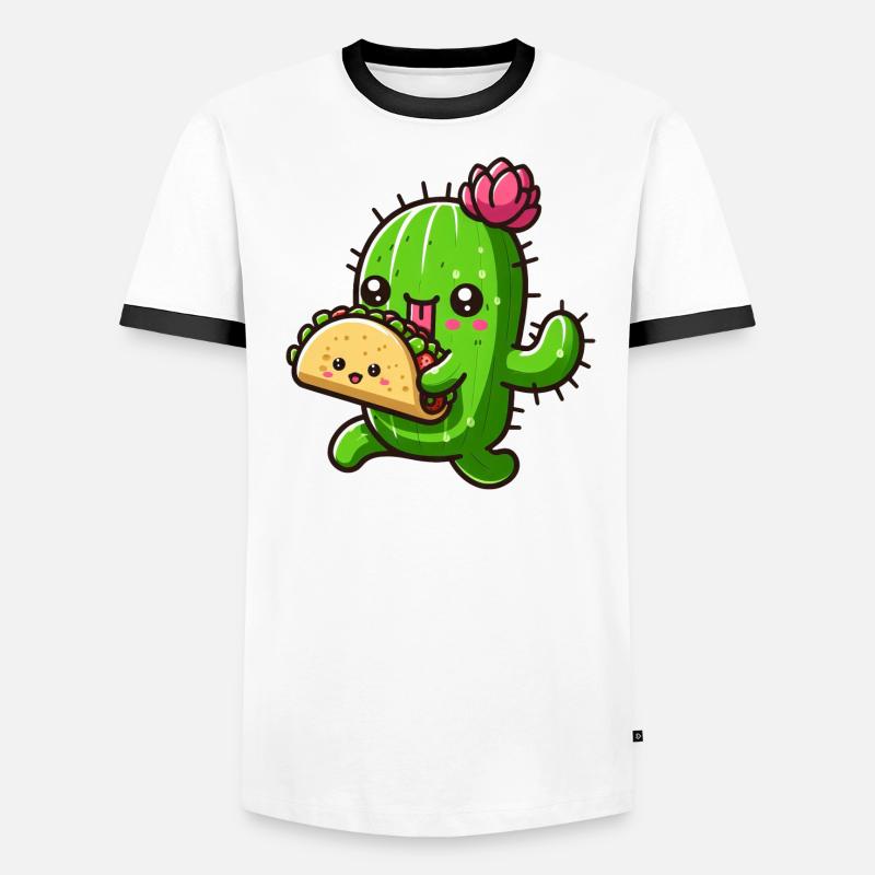 Conception de bande dessinée de tacos de cactus mignon T-shirt contrasté Homme