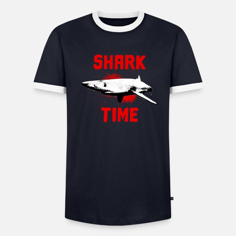 Great white shark fish ocean Men's Ringer Shirt