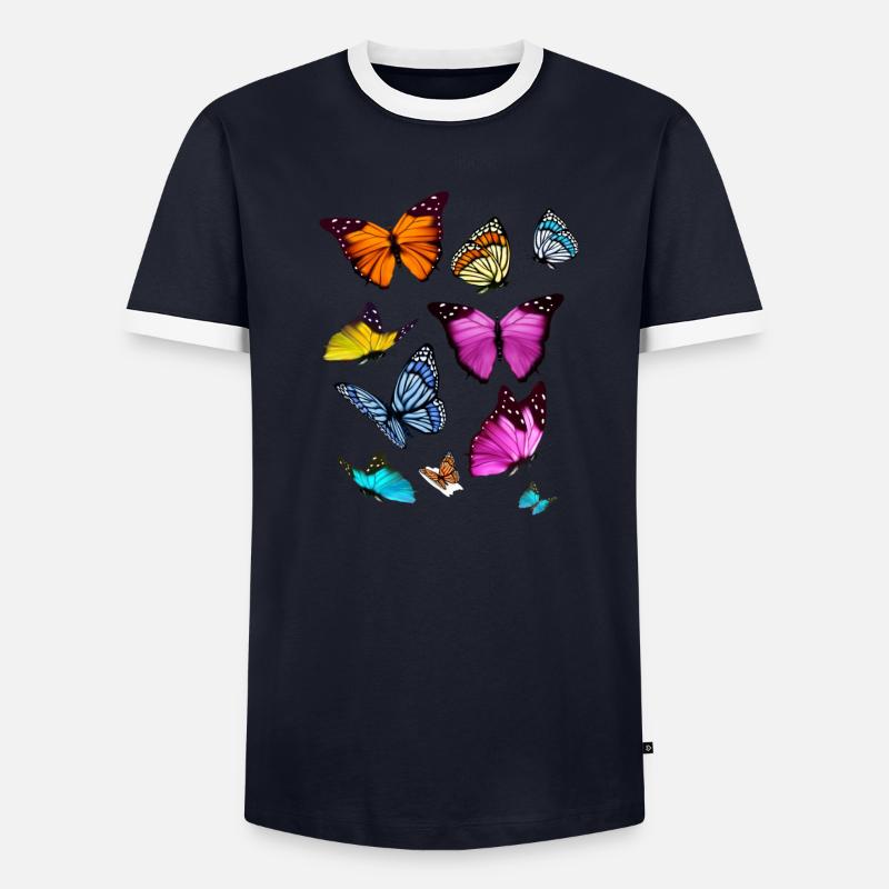 Espèce de papillon Insecte papillon T-shirt contrasté Homme