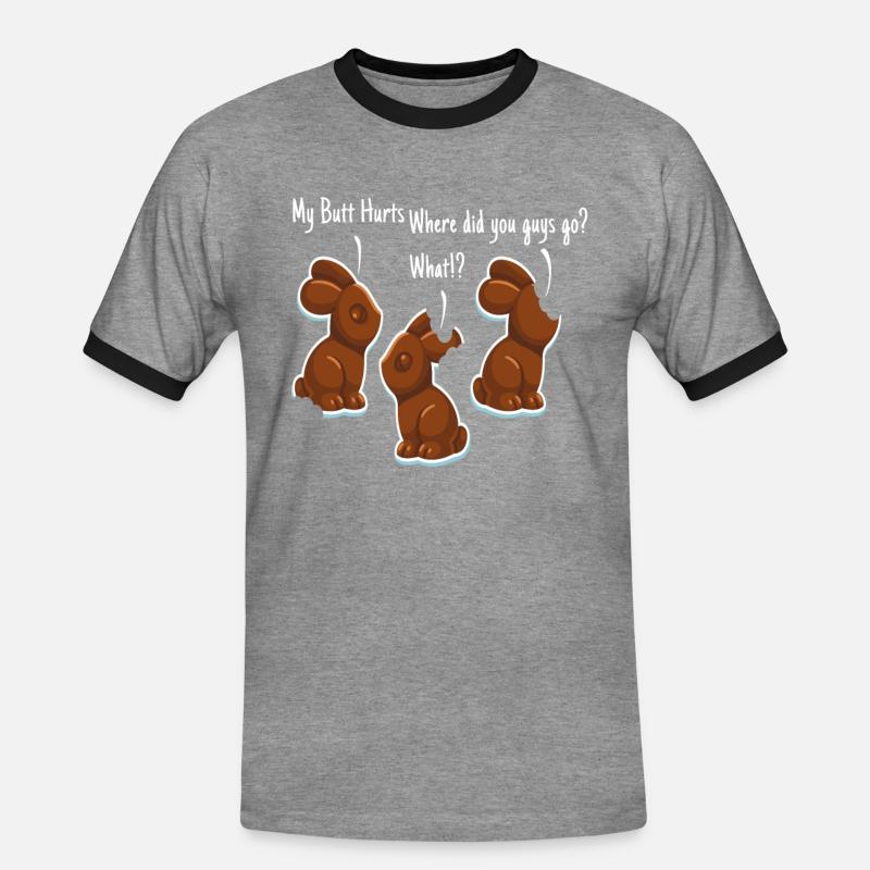 Chocolate Easter Easter Rabbit - Men's Ringer Shirt - heather grey/black