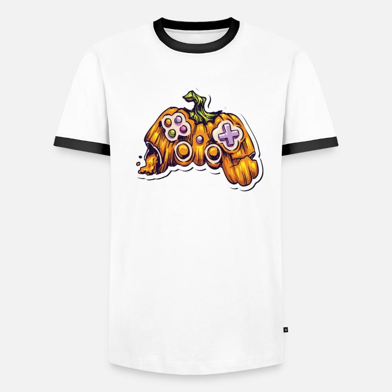 Pumpkin Joystick Controller Gamer Men's Ringer Shirt