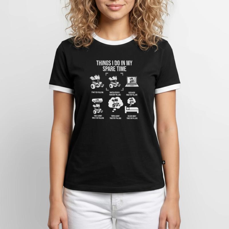 Ce que je fais pendant mon temps libre, Traktor Pulling T-shirt contrasté Homme
