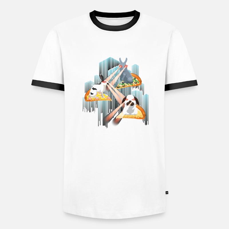Laser Rabbits Pizza Easter Space Men's Ringer Shirt