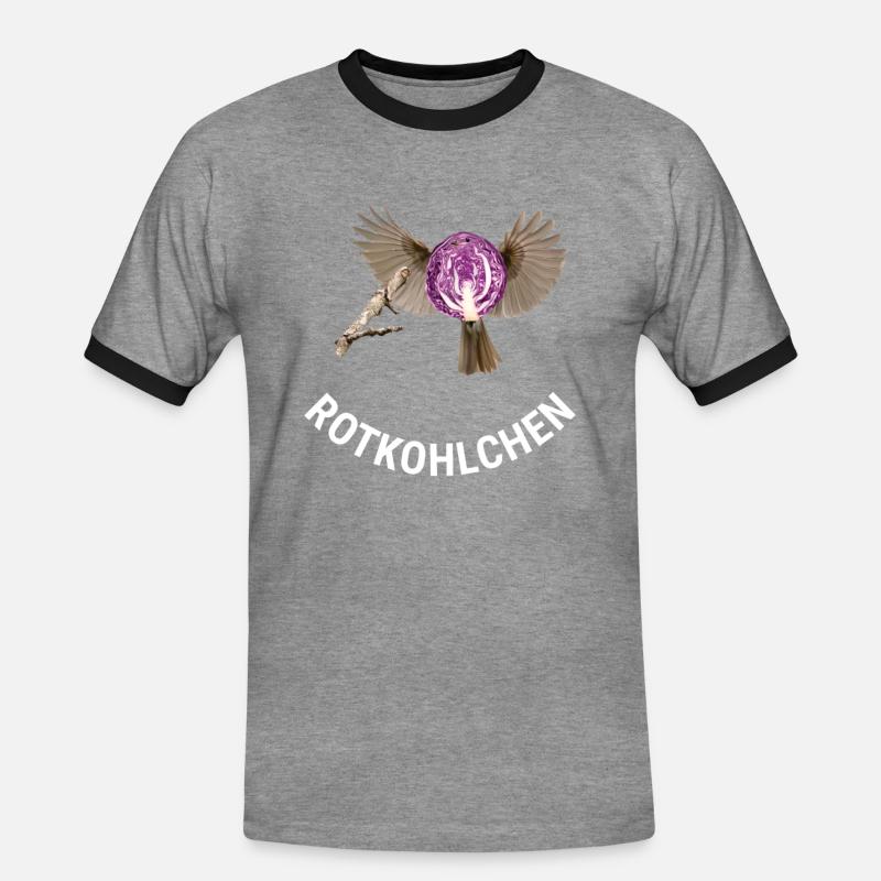 Rotkohlchen Meme Vogel Rotkelhlchen - Männer Kontrast-T-Shirt - Grau meliert/Schwarz