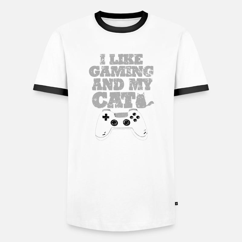 Gaming Katze Cat Geschenkidee Männer Kontrast-T-Shirt