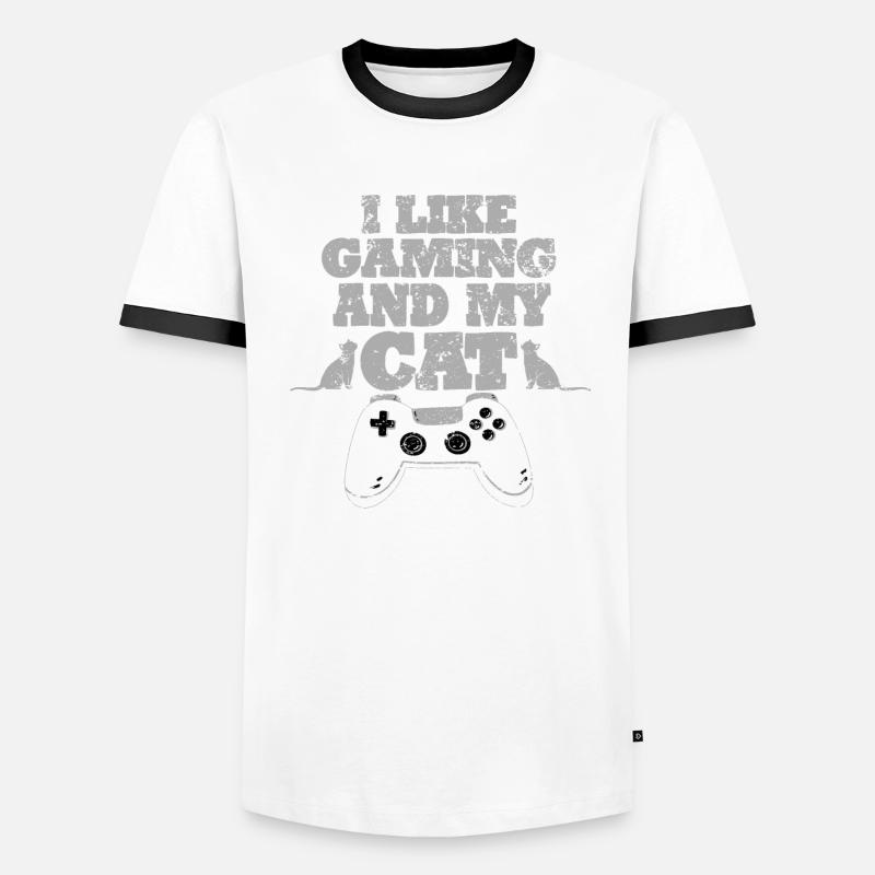Gaming Katze Cat Geschenkidee Männer Kontrast-T-Shirt