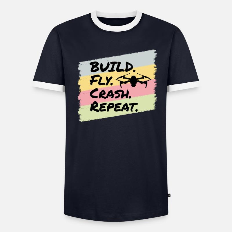 Construire, voler, s’écraser, drones, pilote de drone T-shirt contrasté Homme