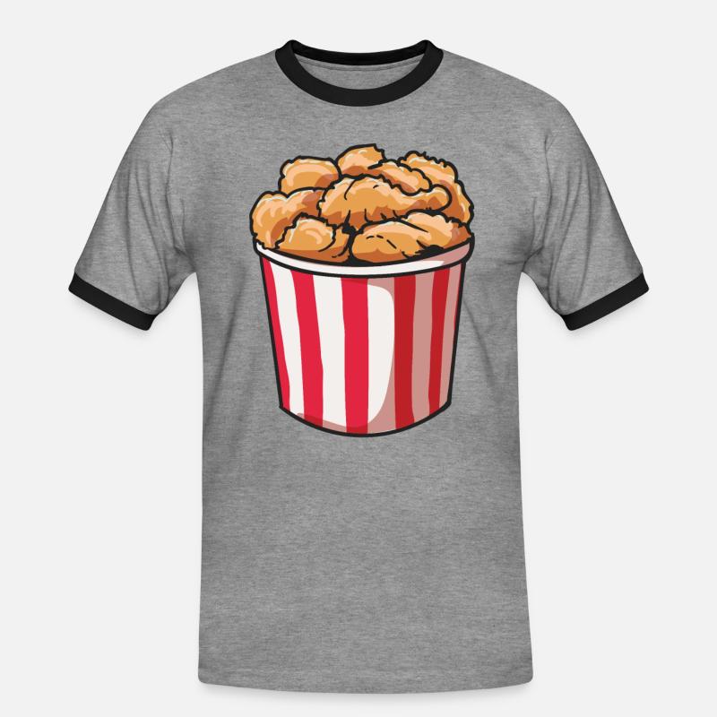 Chicken chicken bucket - Men's Ringer Shirt - heather grey/black