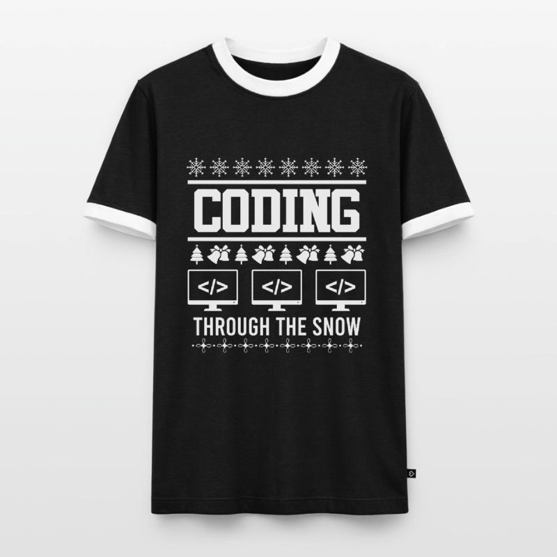 Coder Ugly Christmas Noël Coding through T-shirt contrasté Homme