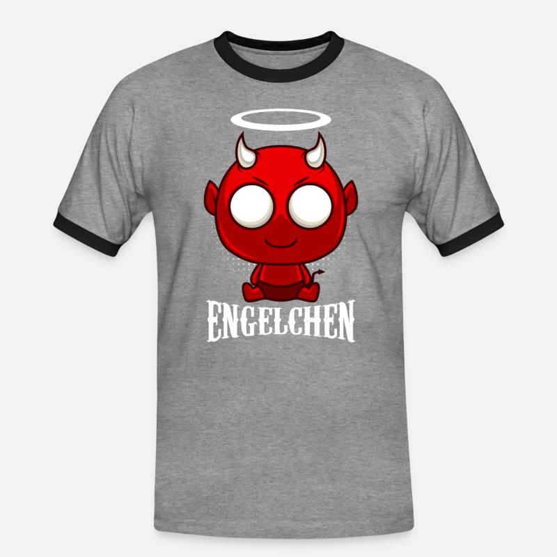 Angel Devil Devil - Men's Ringer Shirt - heather grey/black