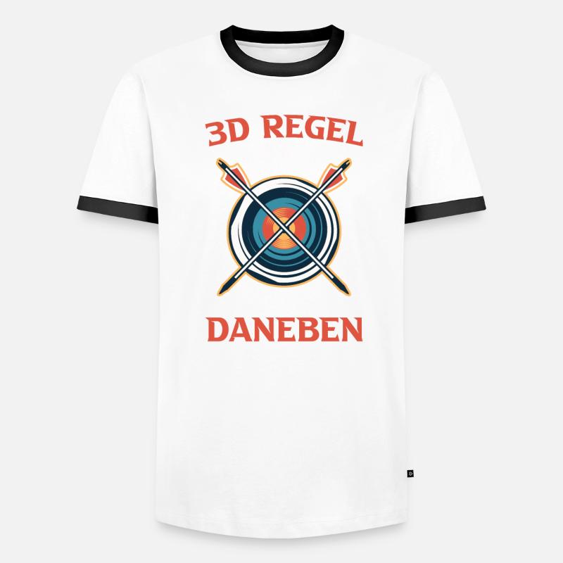 Drüber Drunter Daneben 3D Regel Bogenschießen Männer Kontrast-T-Shirt