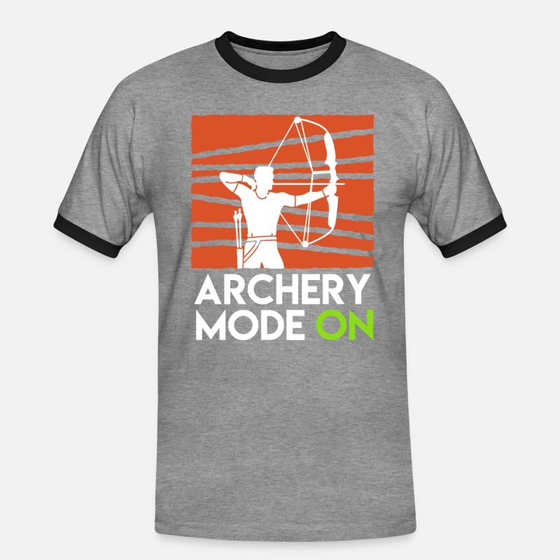Archery Mode On Compound Bow - Men's Ringer Shirt - heather grey/black
