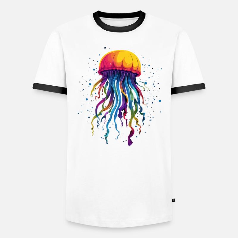 Regenbogen Qualle Männer Kontrast-T-Shirt