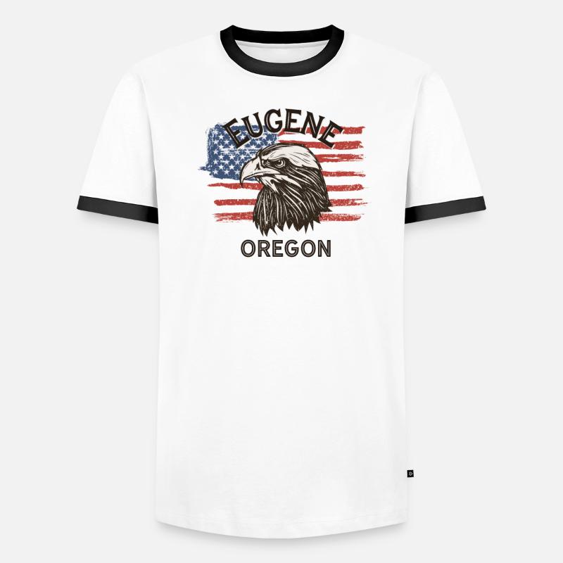 Drapeau des États-Unis Eagle Oregon Vintage Eugene T-shirt contrasté Homme