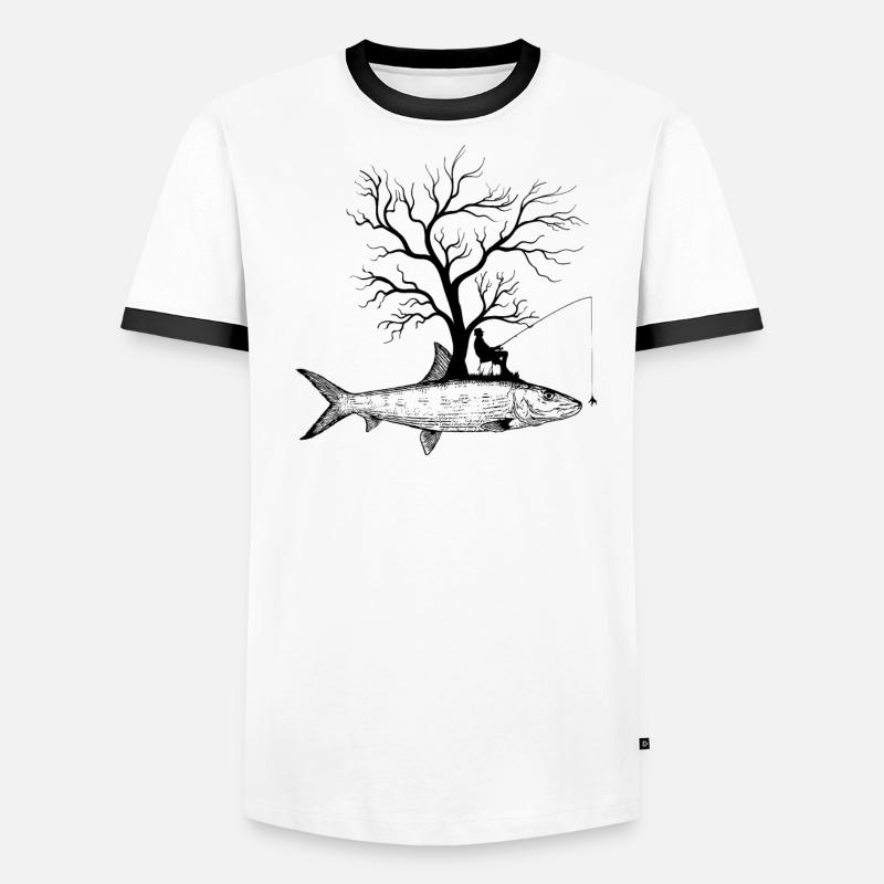 Graphic Tree - Fish Bone Fish Men's Ringer Shirt