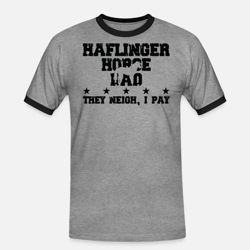 Pferdevater - Haflinger Pferd - Männer Kontrast-T-Shirt - Grau meliert/Schwarz