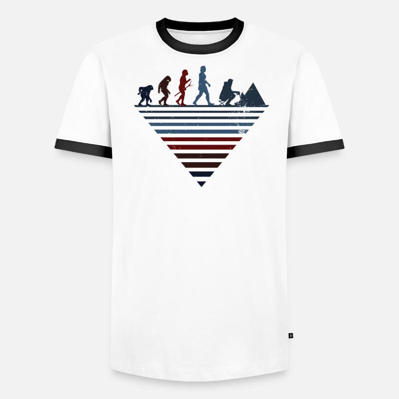 Menschliche Evolution - Vintages Camping Männer Kontrast-T-Shirt
