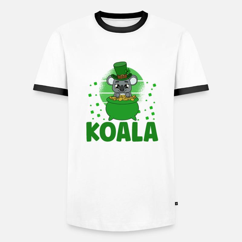 Mignon koala avec chapeau Saint-Patrick T-shirt contrasté Homme