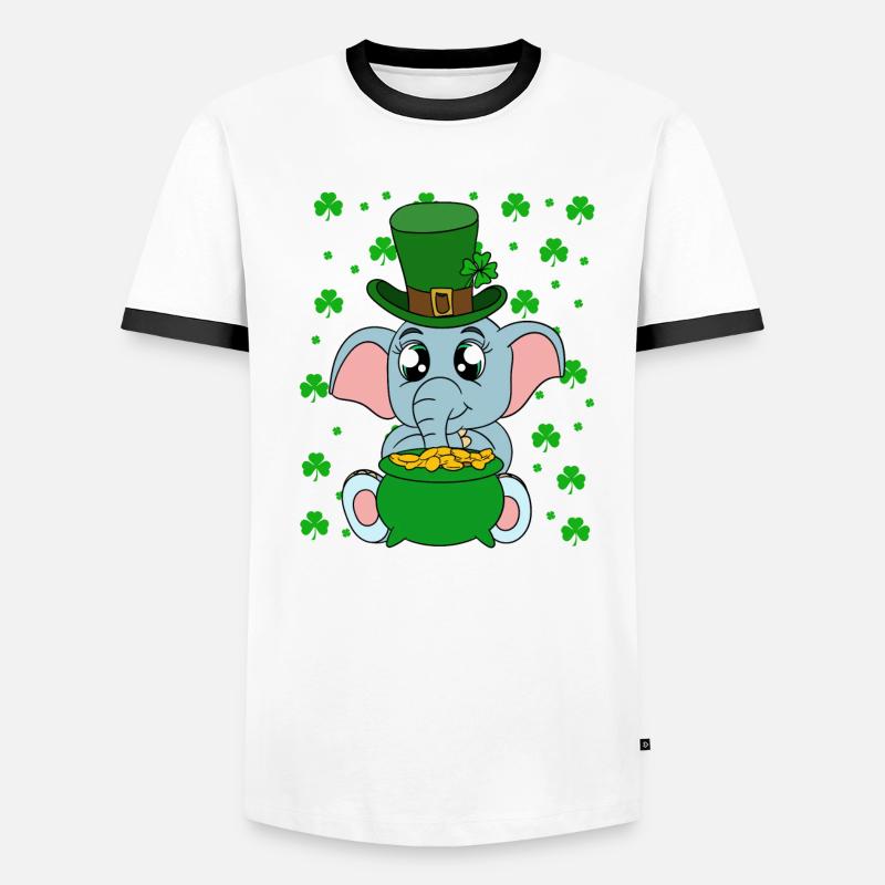 Mignons trèfles d’éléphants Fête de la Saint-Patrick T-shirt contrasté Homme