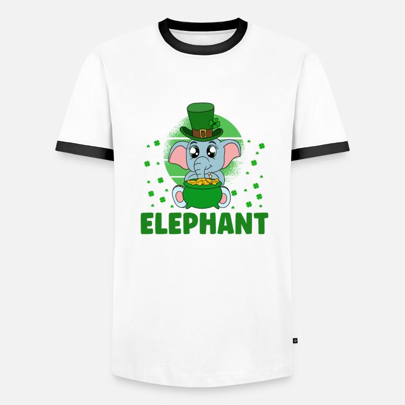Mignons trèfles d’éléphants Fête de la Saint-Patrick T-shirt contrasté Homme