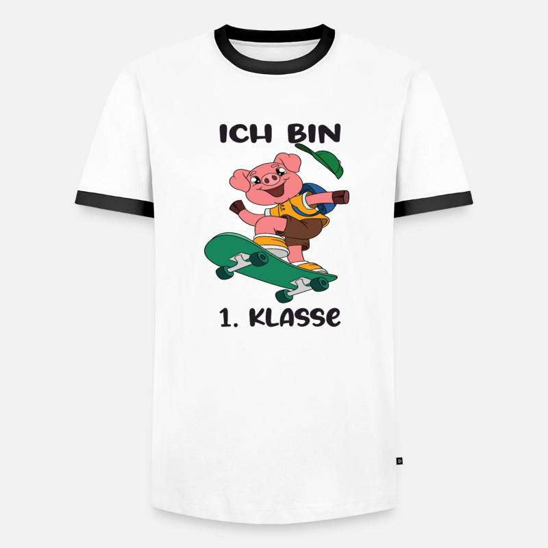 Ich Bin 1 Klasse Einschulung Schulanfang Männer Kontrast-T-Shirt