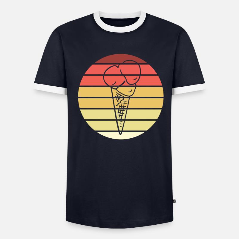 Cornet de crème glacée Retro Style Vintage T-shirt contrasté Homme