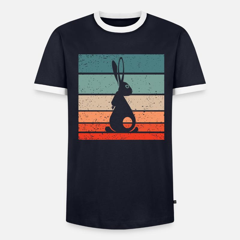 Rabbit Retro Style Vintage Men's Ringer Shirt
