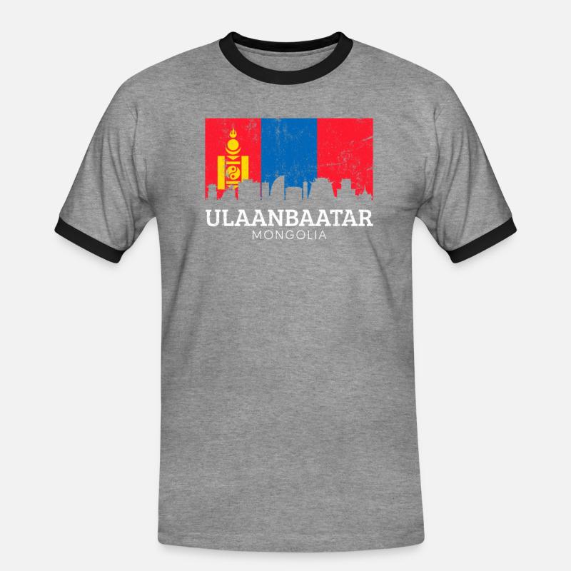 ulanbataar, Mongolian flag mongolia - Men's Ringer Shirt - heather grey/black