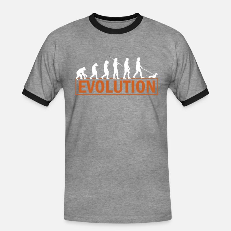 Dackel Evolution Dachshund Teckel Geschenkidee - Männer Kontrast-T-Shirt - Grau meliert/Schwarz