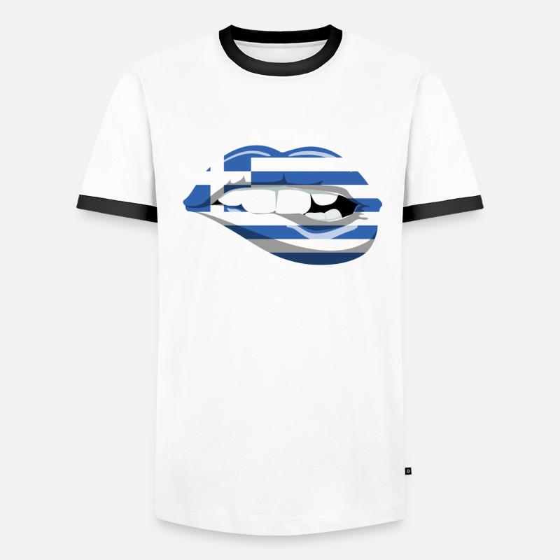 Grèce Drapeau Lips Hellas Athènes Crète Kos T-shirt contrasté Homme