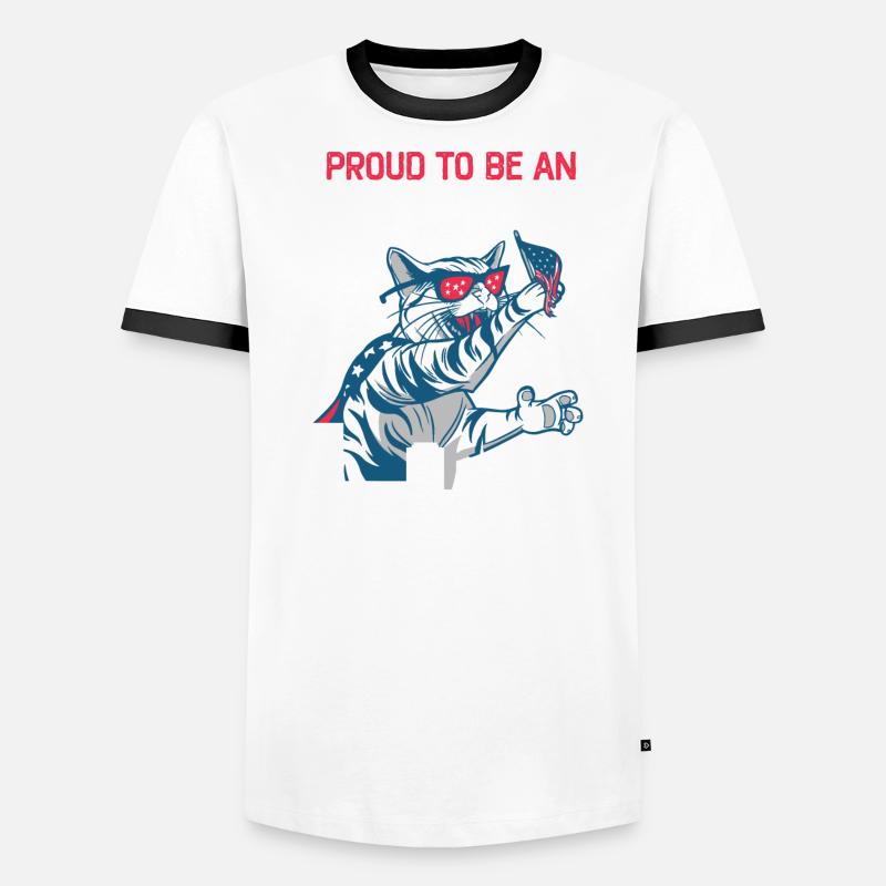 Fier d’être une Amérique Ameri-cat 4 juillet T-shirt contrasté Homme