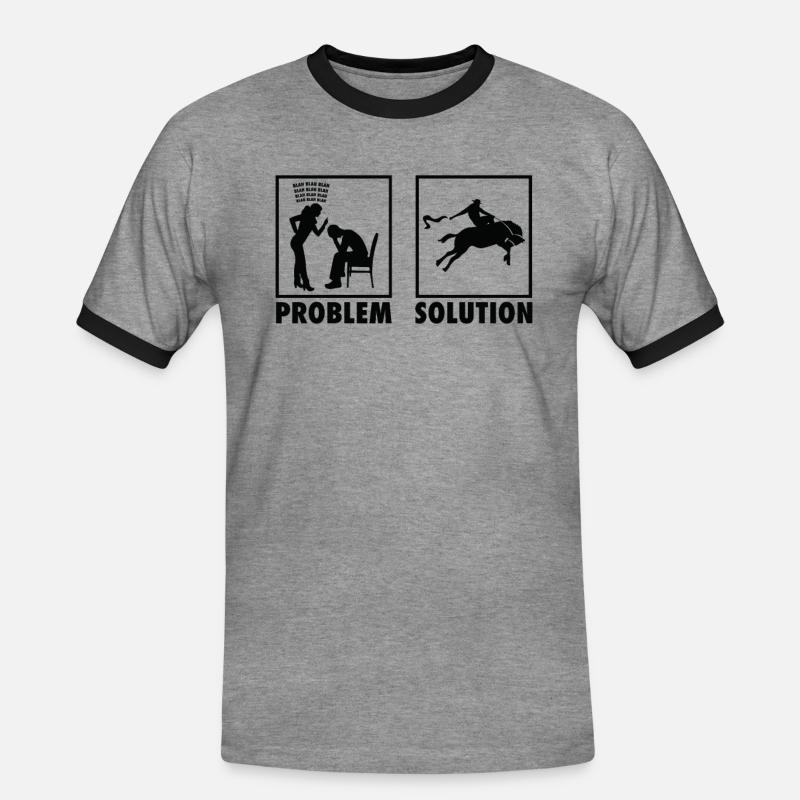 Rodeo Cowboys Statement Problem Solution. - Men's Ringer Shirt - heather grey/black