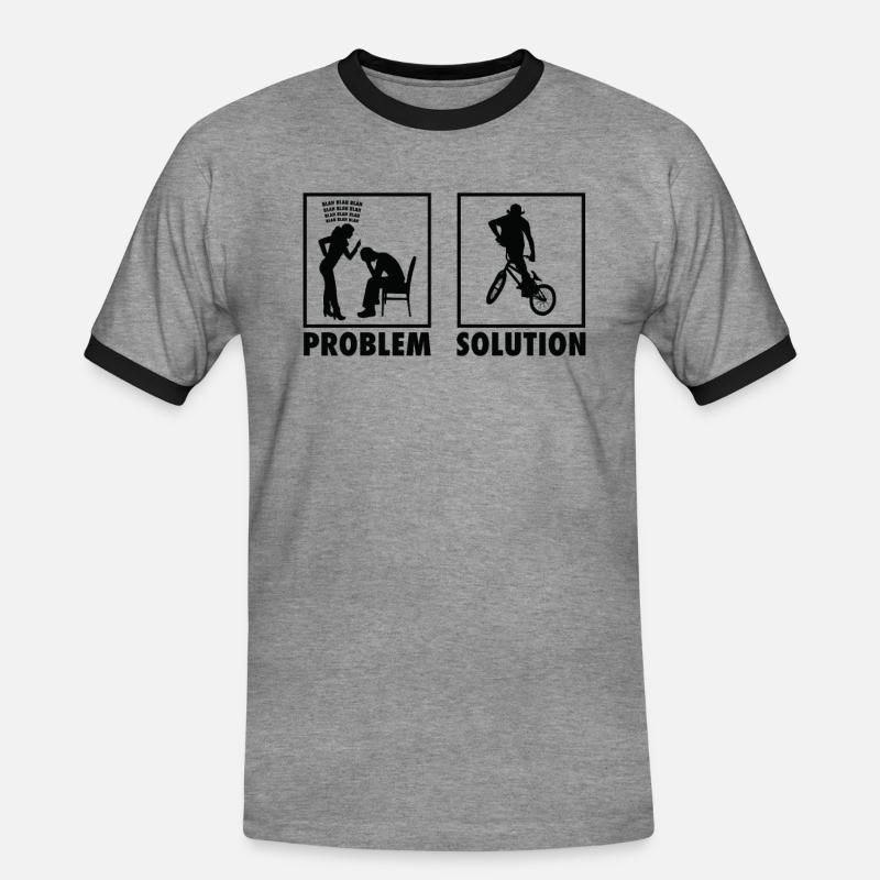 BMX Bikers Statement Problem Solution. - Men's Ringer Shirt - heather grey/black