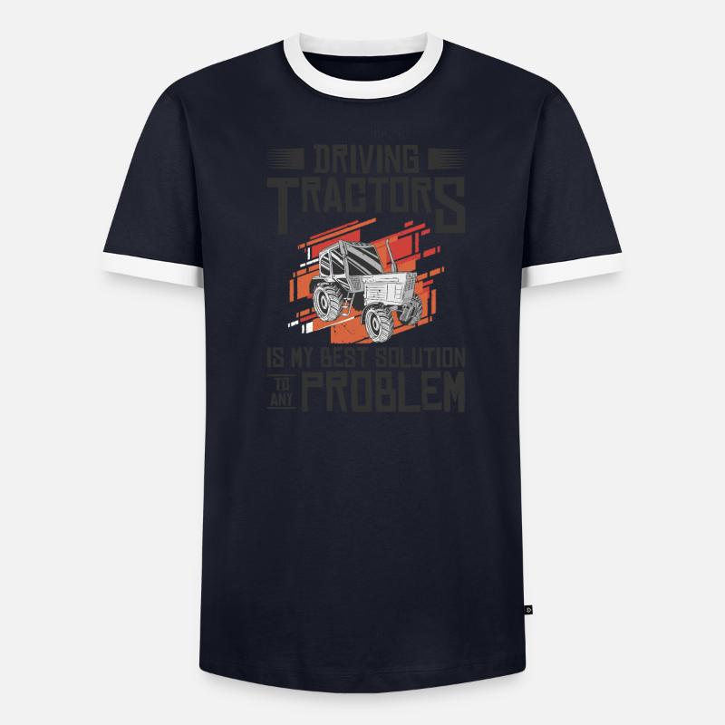 Problem Solution Tractor Farming Agriculture Men's Ringer Shirt