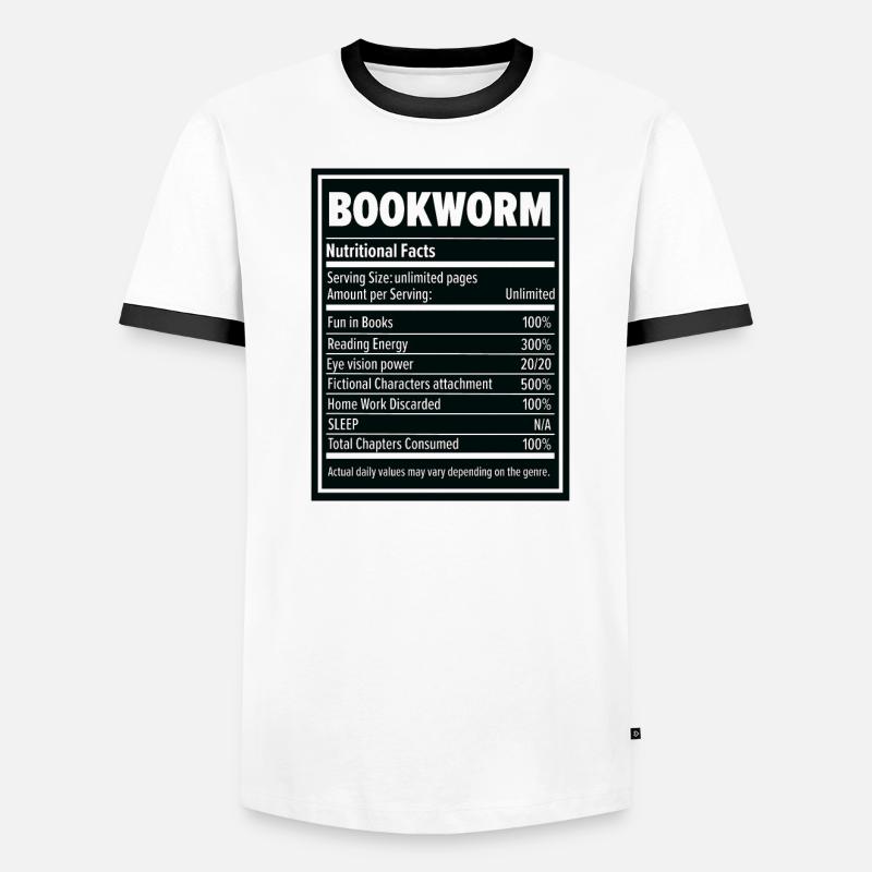 Book Lover Bookworm Nutritional Values Reader Men's Ringer Shirt