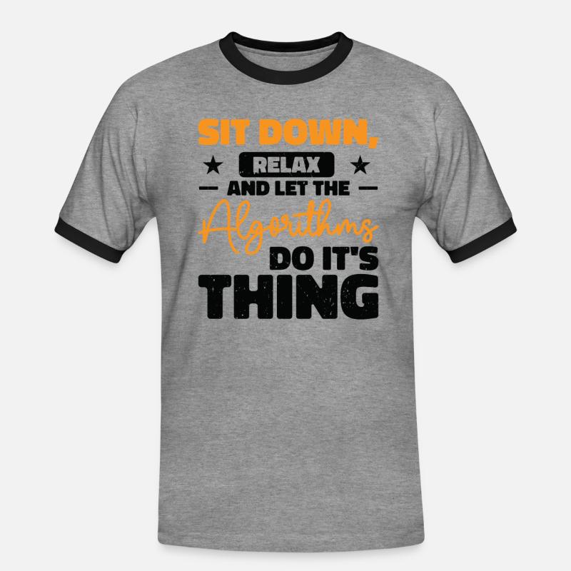Computer Algorithm Programmer Artificial - Men's Ringer Shirt - heather grey/black