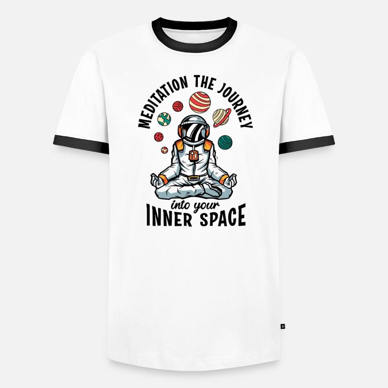 Le champignon spatial médite la science du système solaire T-shirt contrasté Homme