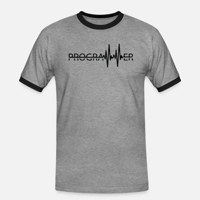Programmierer Heartbeat Programmierung Coder - Männer Kontrast-T-Shirt - Grau meliert/Schwarz