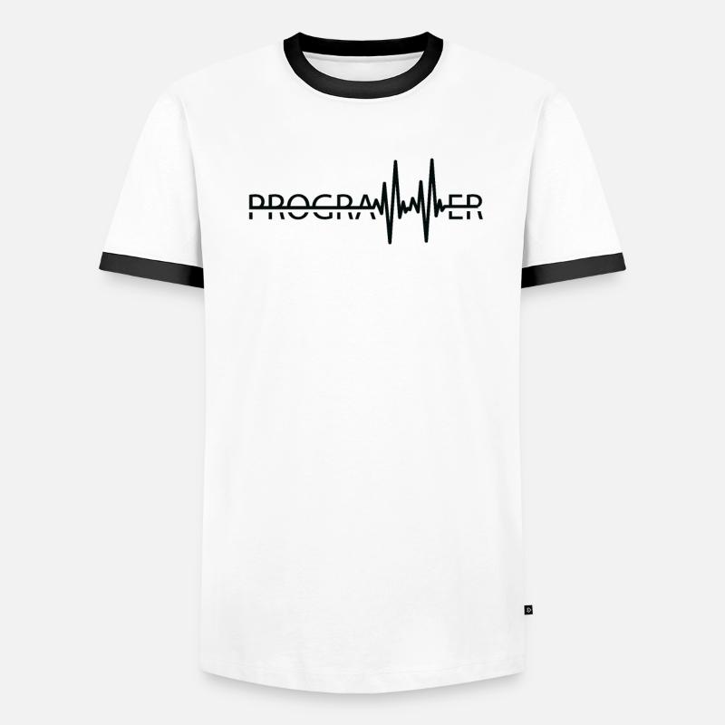 Programmierer Heartbeat Programmierung Coder Männer Kontrast-T-Shirt
